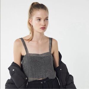 Line & Dot Rhinestone Open Back Crop Top Small